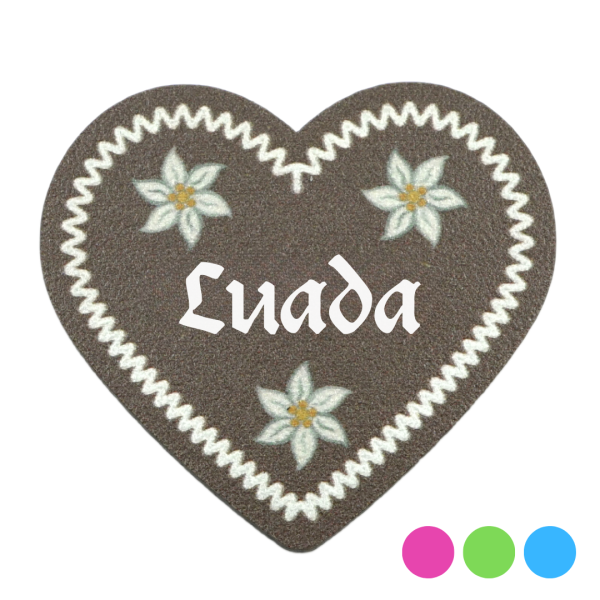 "Luada-Anstecker in Lebkuchen-Optik - erhältlich bei Glubbal.shop"